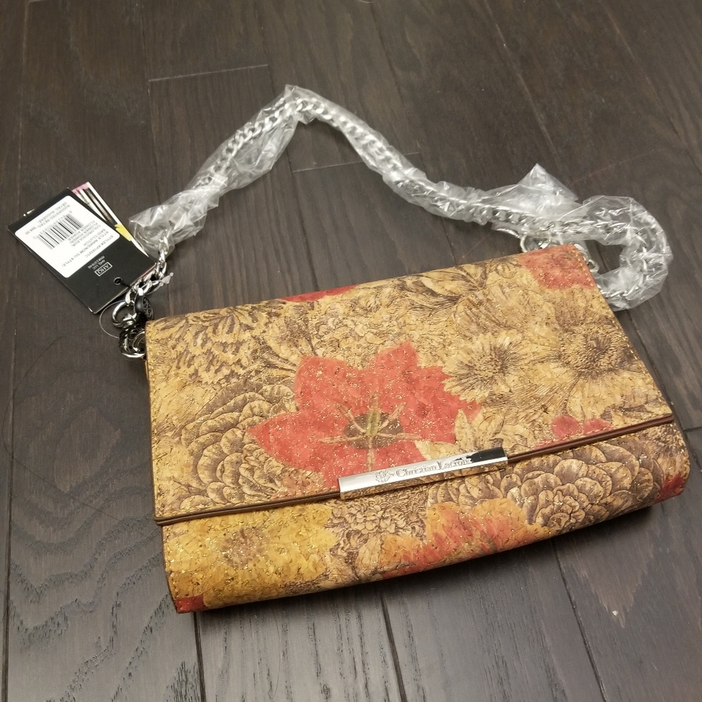 Christian lacroix clutch with crossbody chain